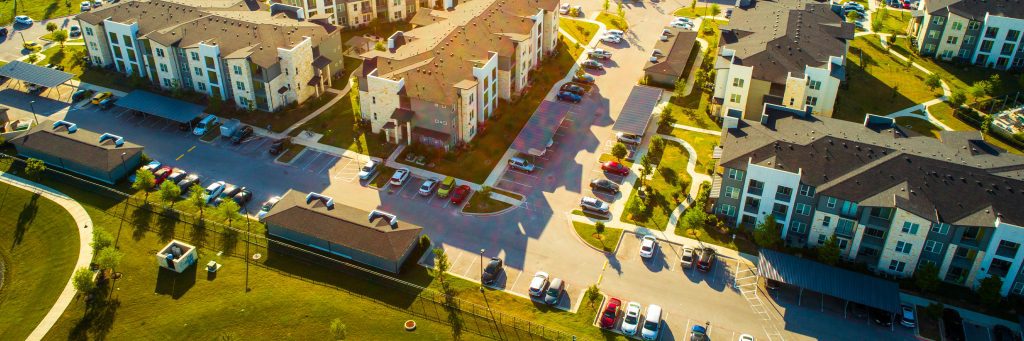 Aerial view of a housing development to demonstrate the annexations developers do business with us. 