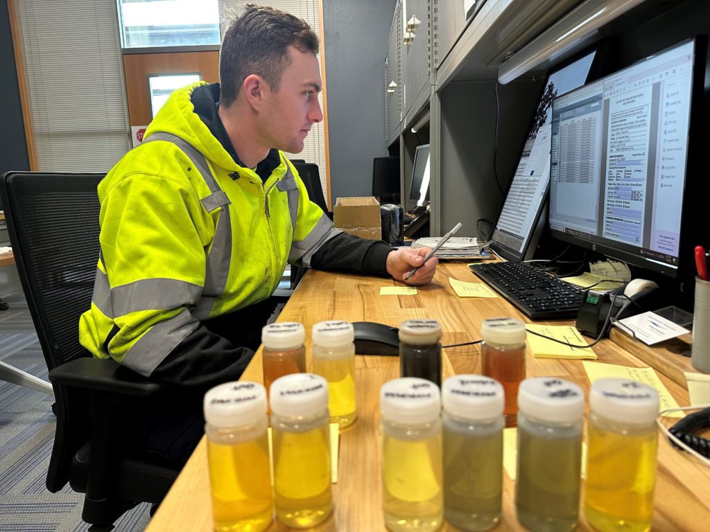 Lubrication technician Matt Rodenkirch samples and tests oil to help us understand the reliability of our equipment and predict maintenance needs.