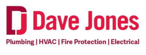 Dave Jones logo with plumbing, HVAC, fire protection and electrical listed.
