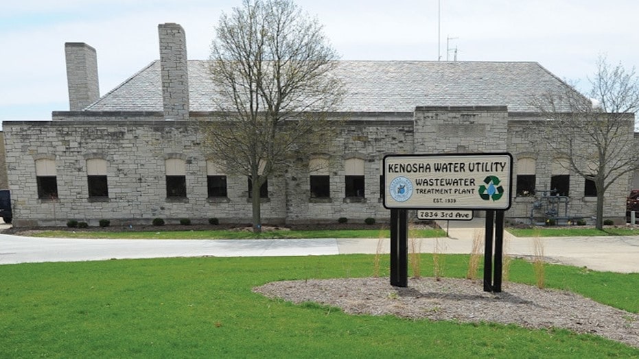 Kenosha Water Utility building and entrance sign for taking a plant tour of the O. Fred Nelson Water Production Plan in Kenosha, WI.