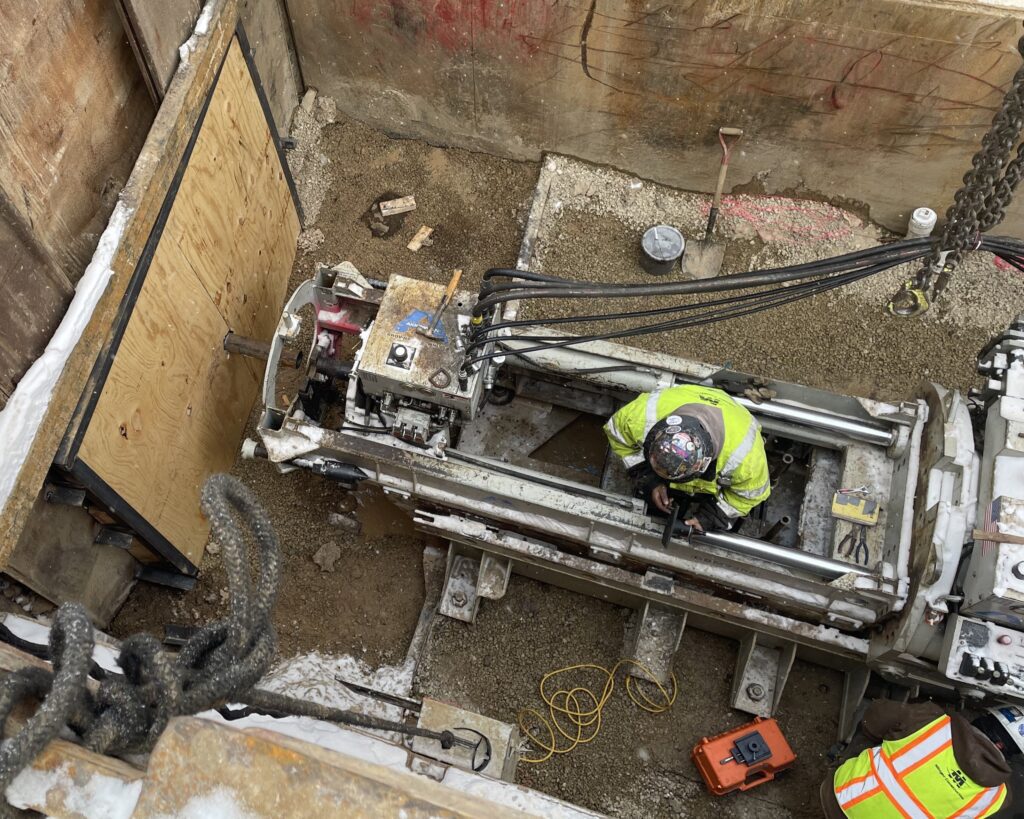 View of the completed pilot tube installation from the launch pit.