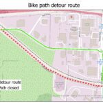 A map of a bike detour on the Capital City Trail for an infrastructure repair project.