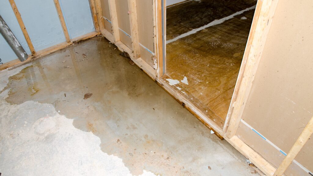 Water damage in a basement. Sized to 16x9.