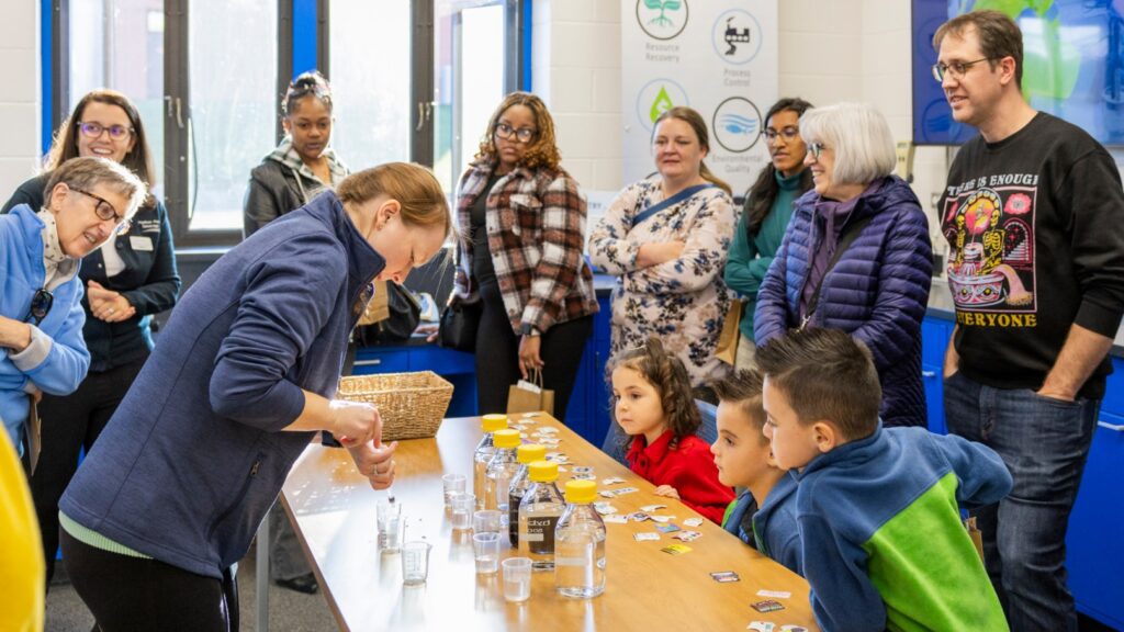 A water science experiment in the Educational Lab as part of the Clean Water Showcase event.