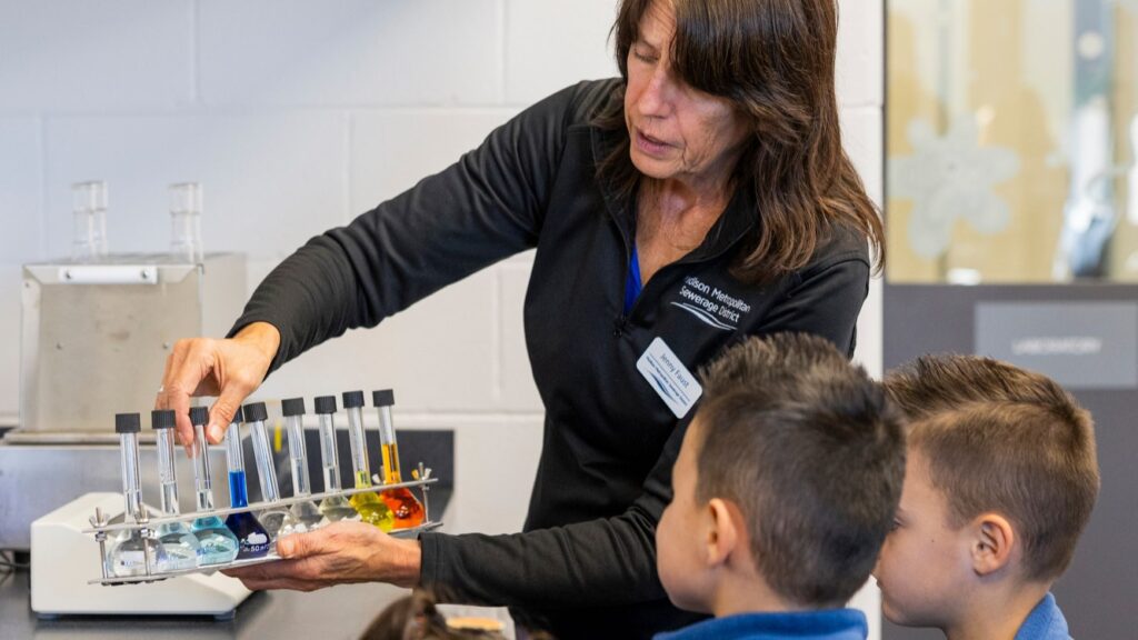 A water science experiment in the Educational Lab as part of the Clean Water Showcase event.