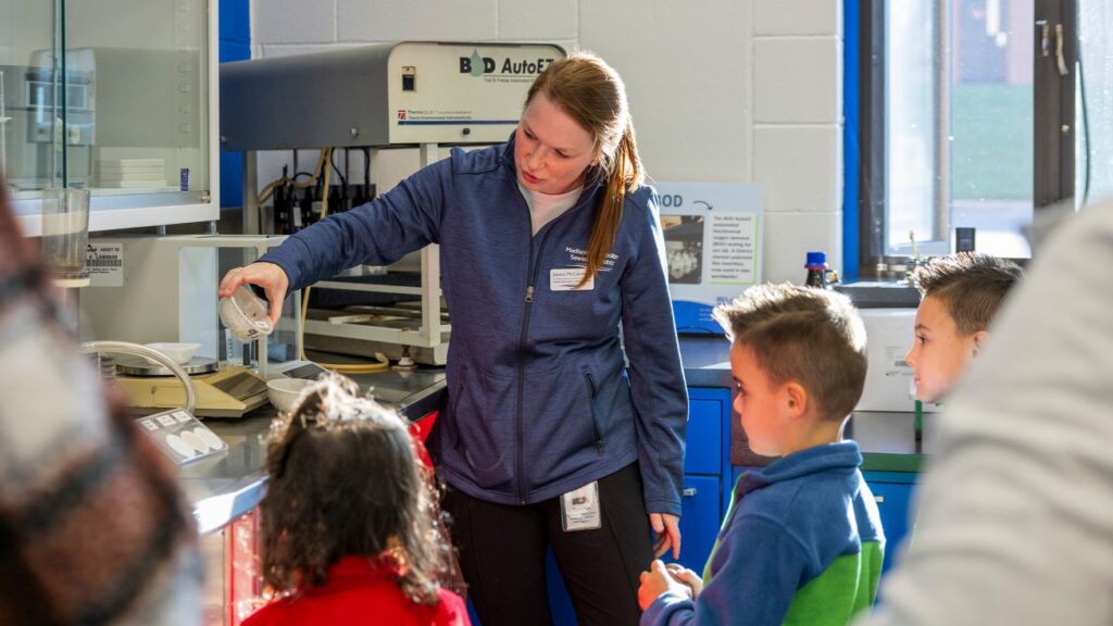A water science experiment in the Educational Lab as part of the Clean Water Showcase event.