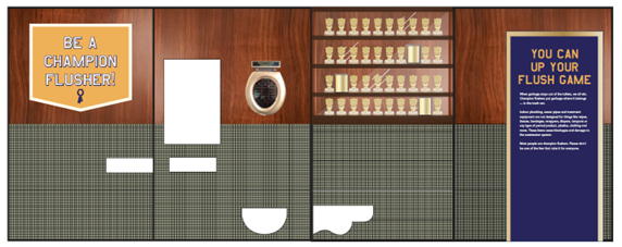 A mock-up of a design for one of the seven "CAN” bathrooms located on the upper level of the Madison Public Market.